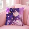 PProject Genshin Impact RRaiden Shogun Icon Cushion Cover Pillowcase Short Plush Invisible zipper Room Sofa Cushion Cover