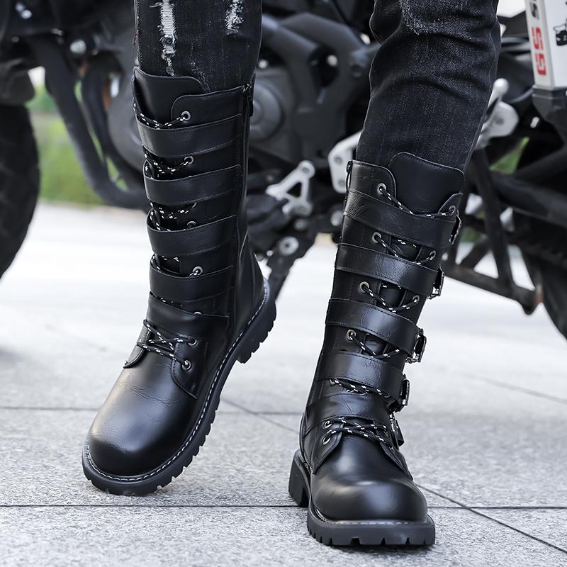 Men’s Motorcycle Boots Western Boots Black Jockey Boots Casual High Boots Plus Size