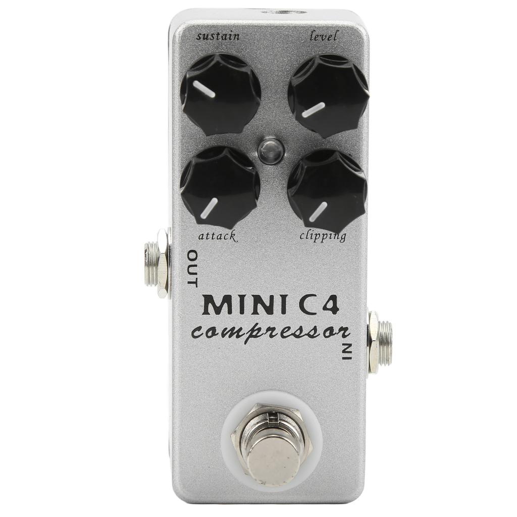 Compressor Guitar Effect Pedal Metal Silver Mini Compressors Pedals 4 Basic Controls