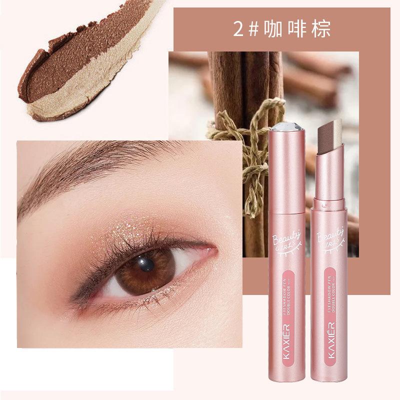 Gradient Dual-Color Eyeshadow Pencil Pearlescent Fine Shimmer Waterproof & Smudge-Proof Lazy Girl Eyeshadow Stick Beauty Eyeshadow