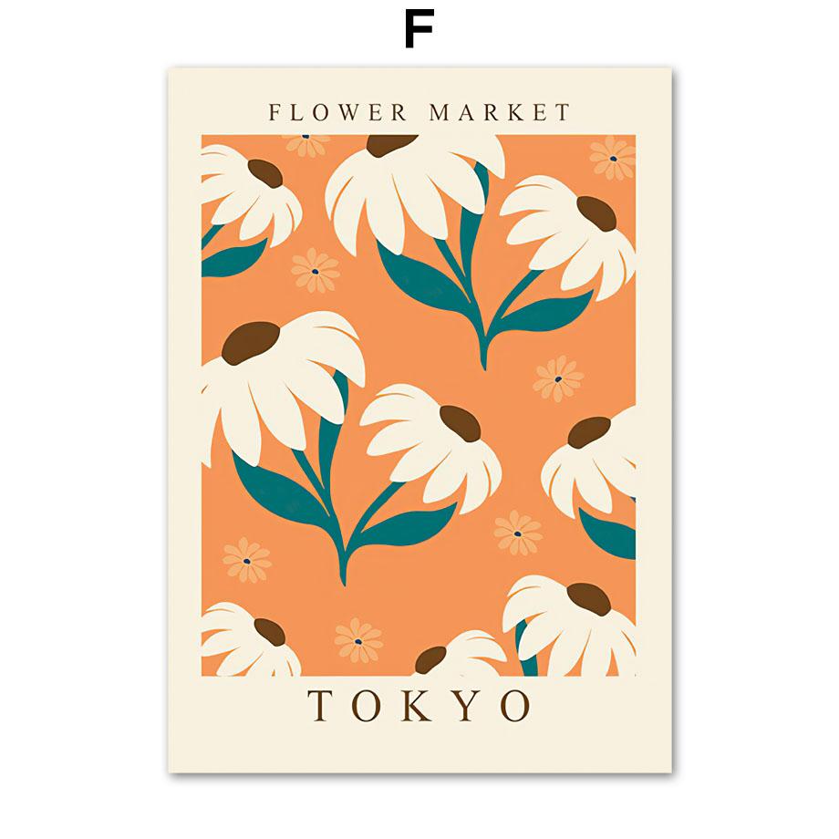 Flower Market Poster Paris London New York Botanical Floral Drawing Wall Art Print Canvas Painting Modern Living Room Home Decor