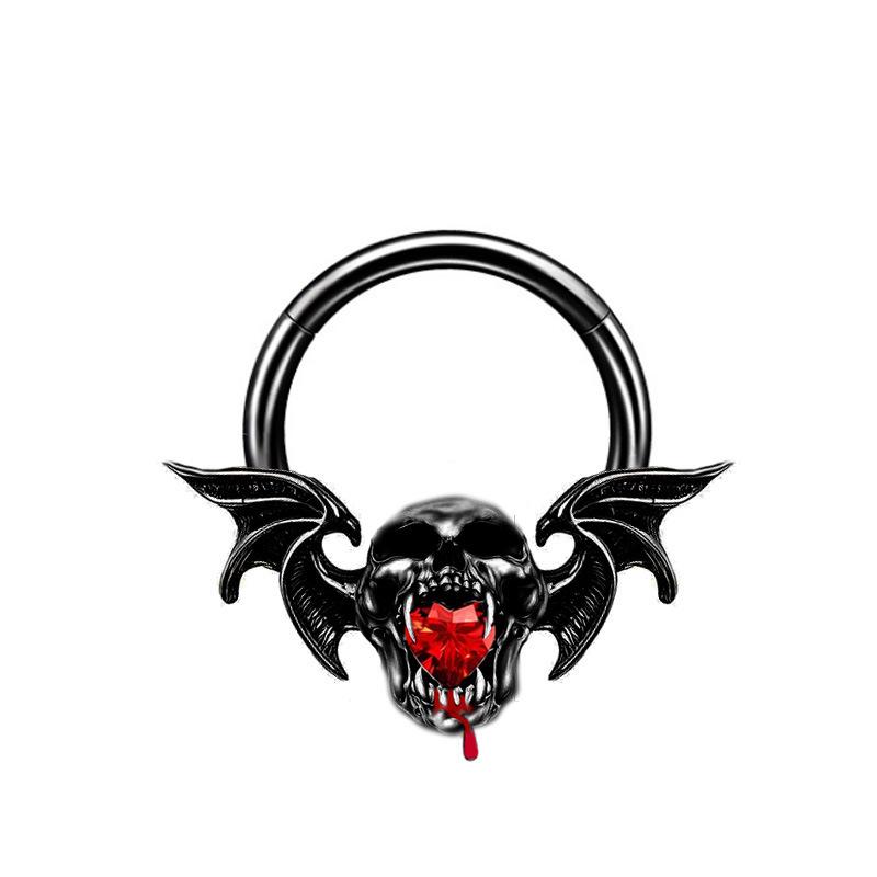 Gai Bei Oumei Halloween Devil Lip, Nipple & Navel Ring, Ghost Head Ear Cartilage & Nose Stud Piercing Set.