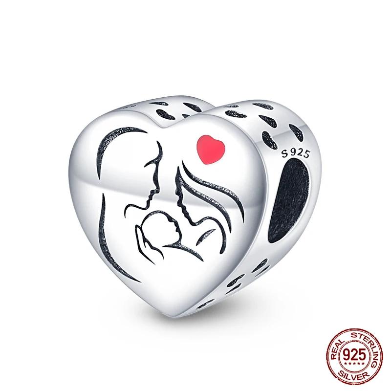 Copper Red Color Collection Heart Shape Charm Bead Charms Bead Charms Suitcase Pendant Compatible With Authentic Bracelets Lucky Jewellery Gifts