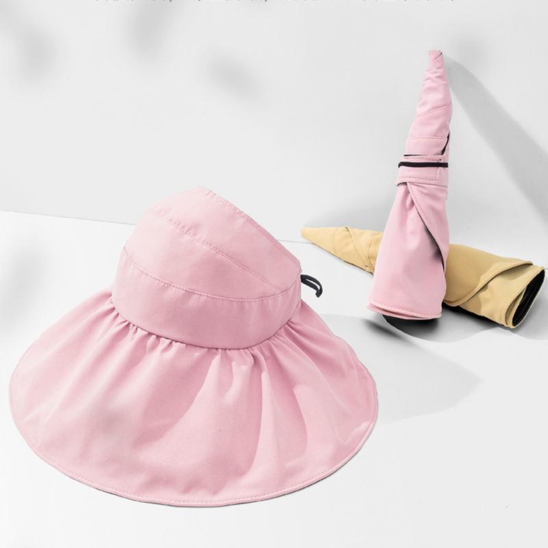 Summer Women UV Protection Bucket Hat Wide Brim Empty Top Sunscreen Hats Female Girl Outdoor Beach Tour Fordable Cap