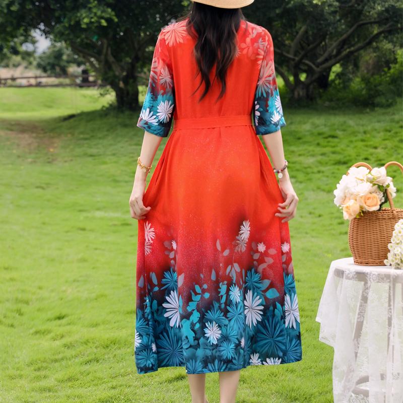 Plus Size Women's Half Sleeve Midi Dress, Casual Loose Floral Print Daily Wear Dress for Ladies