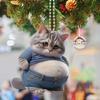 Kitten Pattern 2D Acrylic Ornament Christmas Car Mirror Hanging Decoration Backpack Auto Accessory Car Decoration