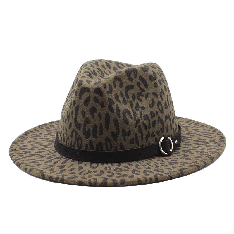 Hat British Men'S And Women'S Woolen Feather Hat Leopard Print Retro Jazz Top Hat