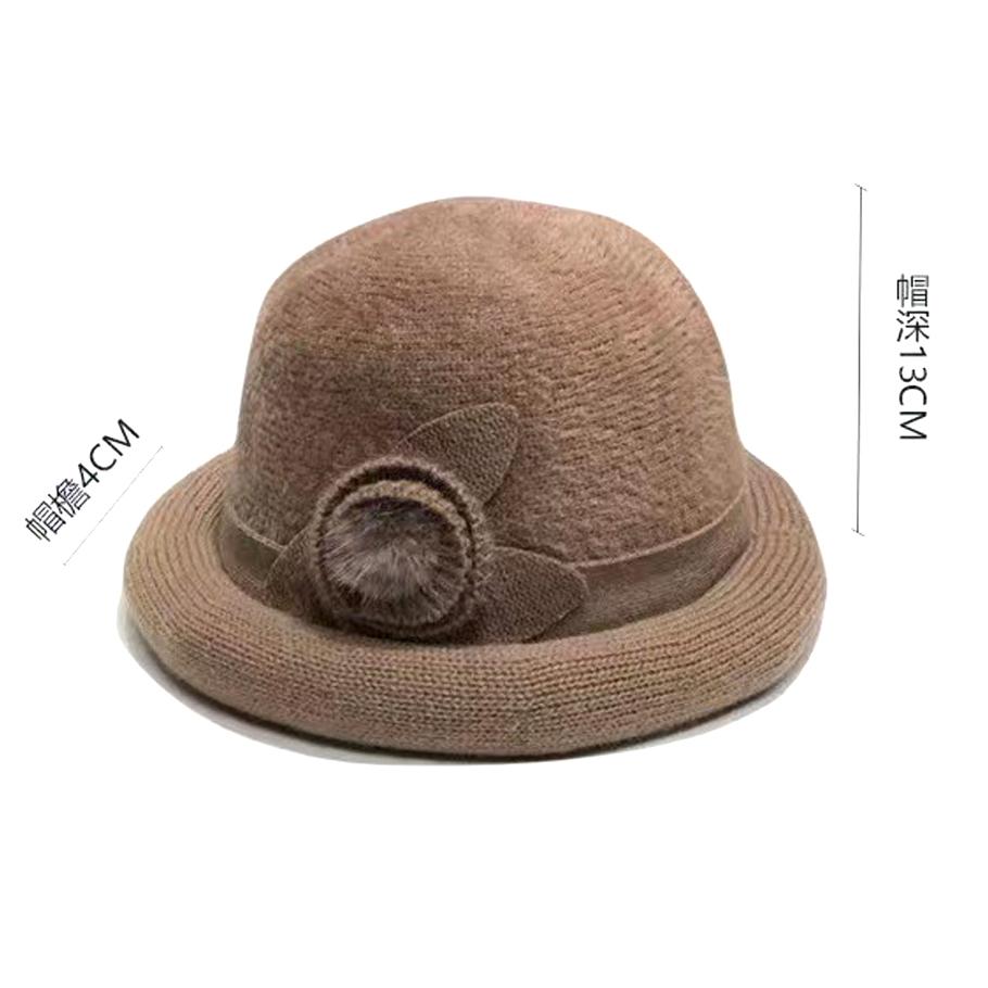 Dámský zimní klobouk kbelík Elegantní větruodolný klobouk typu basin zdobený květinami Ultra silný hřejivý podzimní zimní klobouk z imitace kožešiny