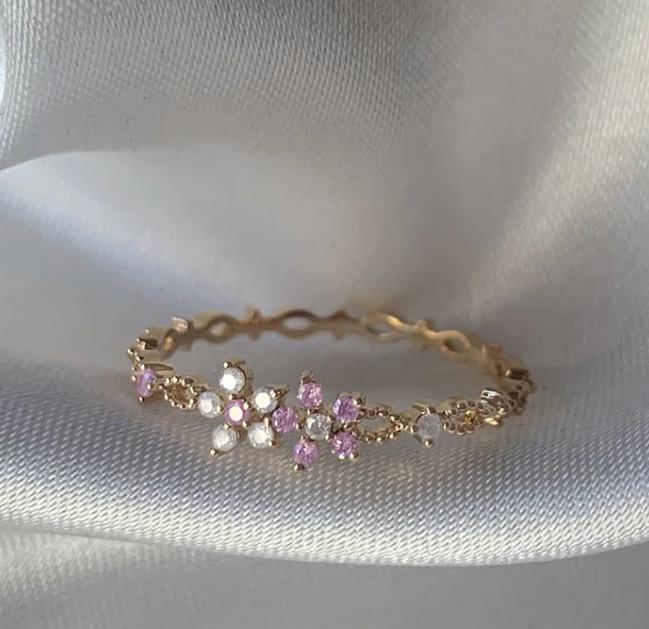 New Cute Colorful Zircon Flower Ring For Women Girl Fashion Vintage Zircon Adjustable Rings Jewelry Gift