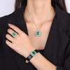 Schmuck Kupferboden Vergoldet Simulationssmaragd Quadrat Handgelenk Damen Set 12 * 16-12 * 14