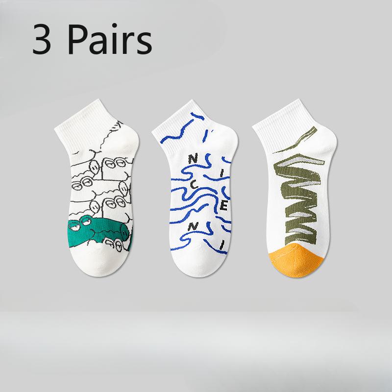 3 Pairs of Boys Spring and Summer Thin Cotton Antiodor Sports 7a Antibacterial Socks