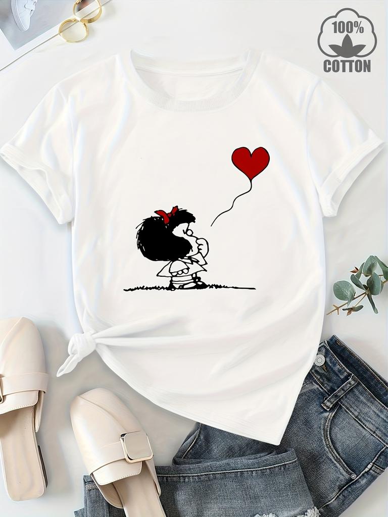 Europäische Größen, Weißes Streetwear-T-Shirt für den täglichen Komfort, Damen-T-Shirts, Entspanntes Outfit, Verspieltes Design, Bequeme Passform