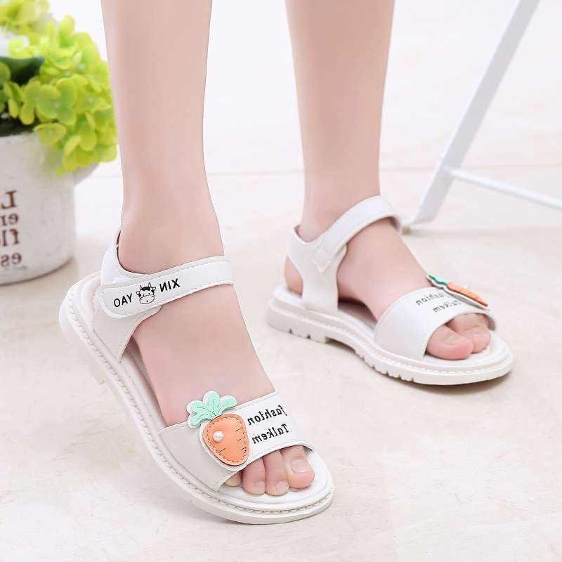 Girls Sandals Medium and Older Children 2025 Popular Summer Fashion Small Fragrant Style Girls Soft Sole Children's Casual Princess Shoes