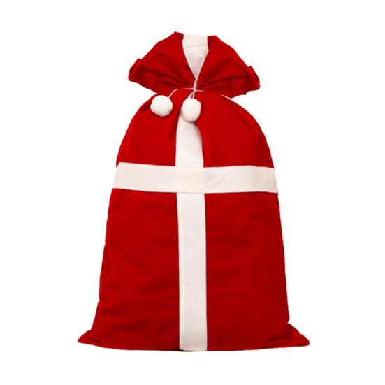 Christmas Candy Bag Xmas Treat Bag Fabric Snack Wrapping Bag Red Flocked Party Favor Bag for Holiday Decor Gift Wrapping