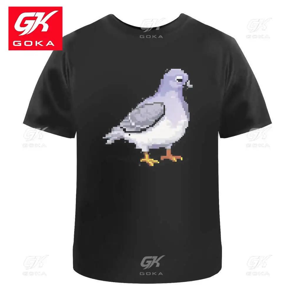 

Pigeon Pixel Art Unisexs Womens Cotton TShirts Graphic Clothing Short Sleeve Vintage Tops Printed Y2K Clothes Classic T Shirts S