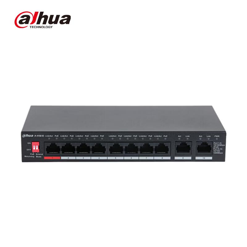Dahua 8-Port 100M Access 2-Port 1000M Uplink Unmanaged PoE Switch CN Plug (adapter Included)