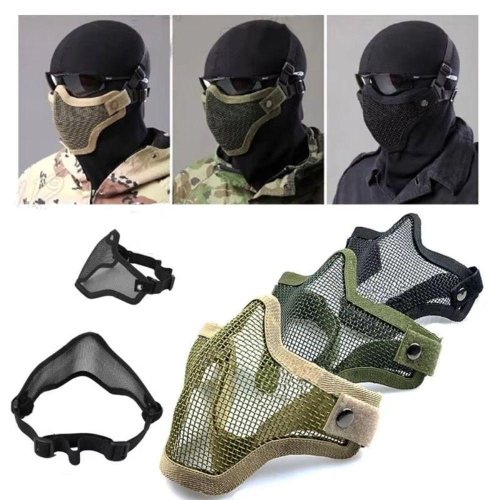 Carbon Steel Half Face Wire Mask Adjustable Steel Mesh Mask Metal Face Mask  Outdoor Sports