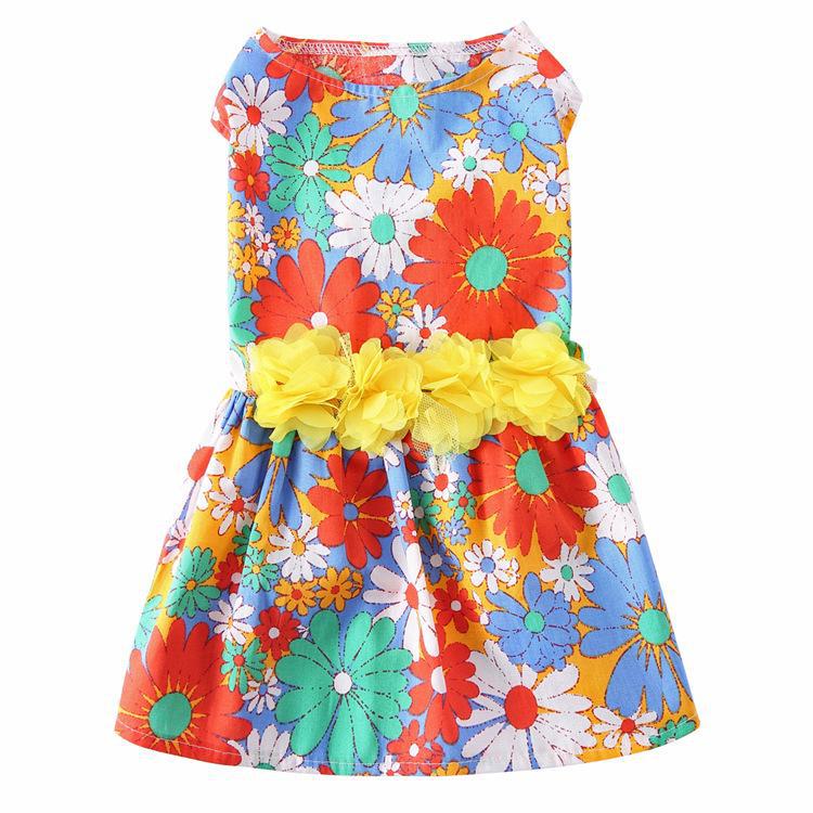 Summer Floral Mesh Dog Dress - Sunflower Skirt for Pets