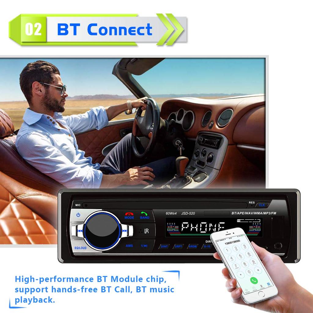 Eaglerich Radio Auto, Player Stereo Bluetooth cu Telecomandă, 1 Din 12V [Radio FM Compatibil 76-108MHz în Japonia] [Manual de Instrucțiuni în Japoneză]