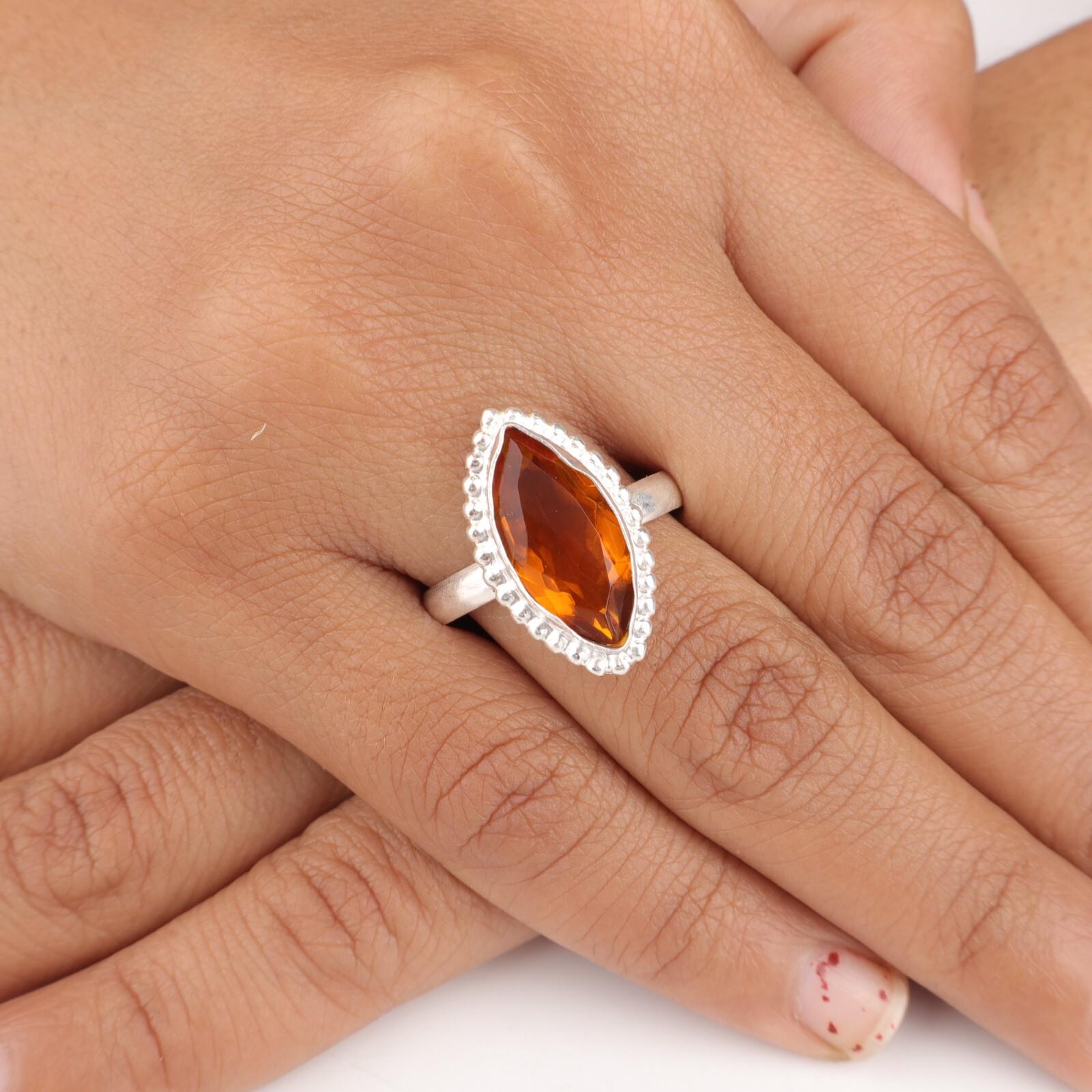 

Натуральный цитрин драгоценный камень 925 стерлинговое серебро ювелирные изделия ручной работы кольцо-заявление RR-25-6 8.5