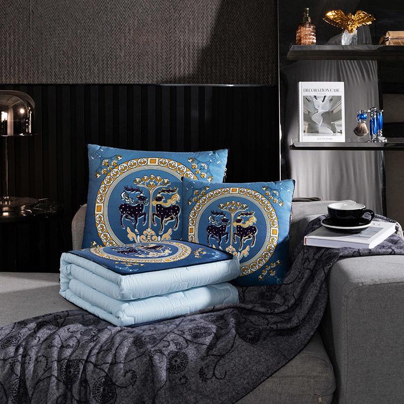 Chinese Style Pillow Quilt Dual-use Car Office Blanket High Quality Cotton Portable Foldable Quilt
