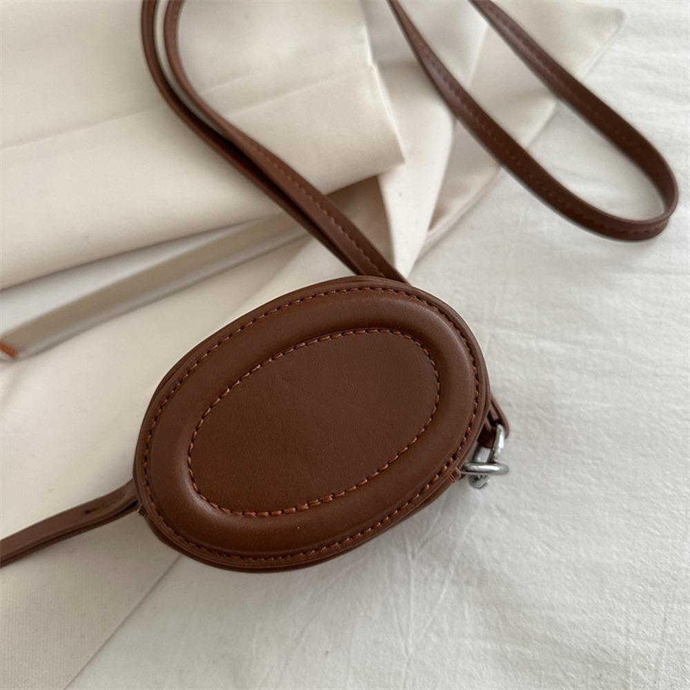 

Кошелек для монет на шею из искусственной кожи, овальная сумка для наушников, кошелек на шнурке в стиле Ins, дорожный коричневый