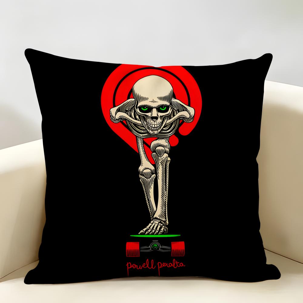 PPowell PPeralta Skateboard Cushion Cover Natural Linen Organic Fabric DoubleSided Printing Room Sofa Decor Pillow Case