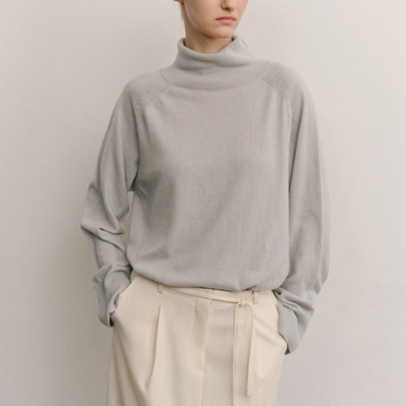 

ovbeige SOFT CASH WOOL KNIT SHAWL_MUTED BLUE MUTED BLUE_FREE