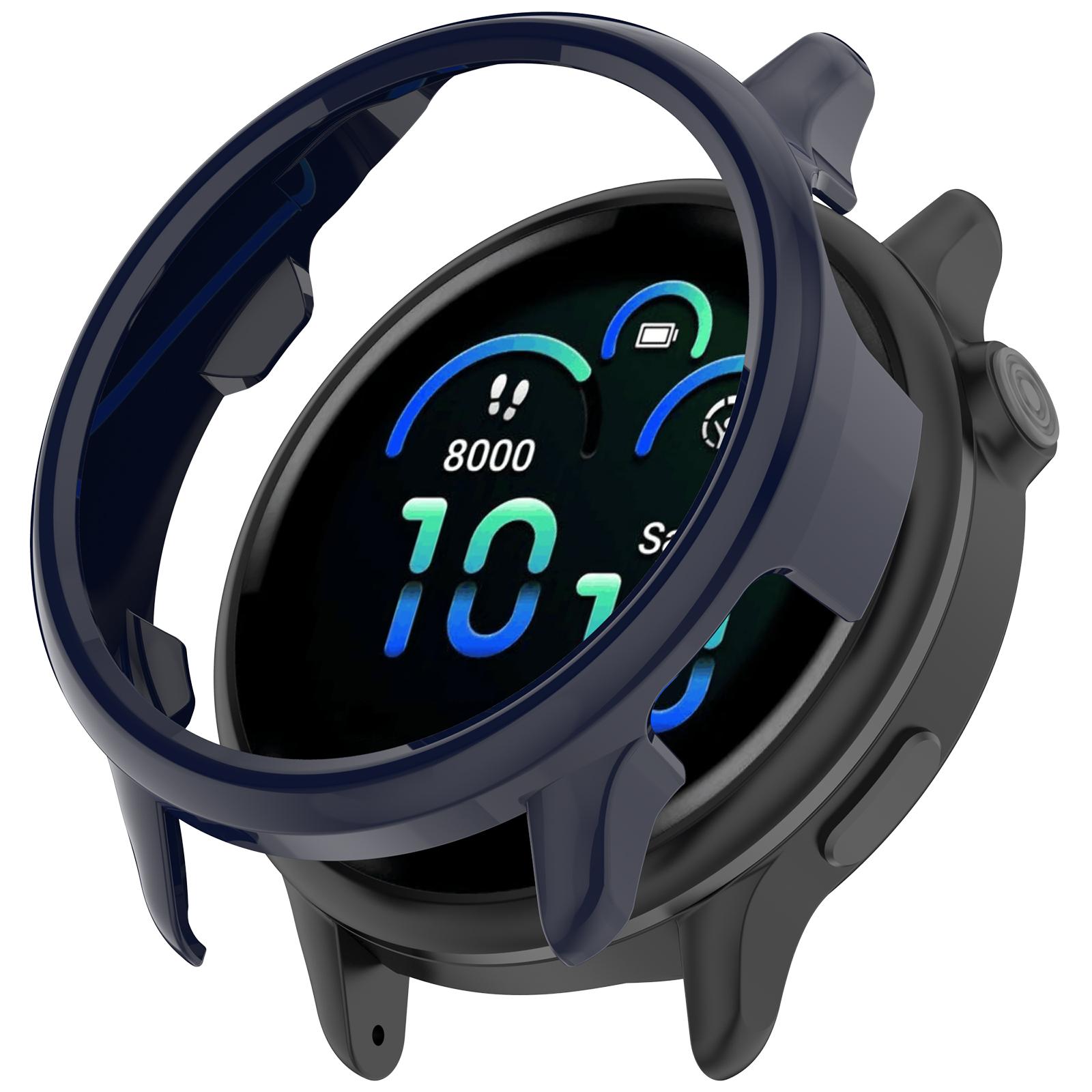 

For Garmin Vivoactive 6 Half Coverage Hollow-Out Protective Cover PC Watch Frame Case Glossy Blue