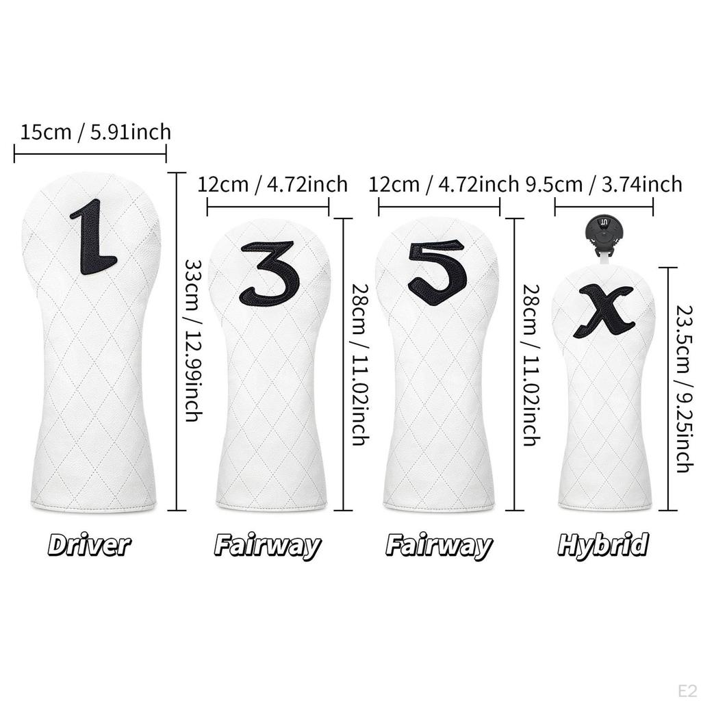 4Pcs Golf Head Cover Anti Scratch Supplies Premium Equipment for Women White