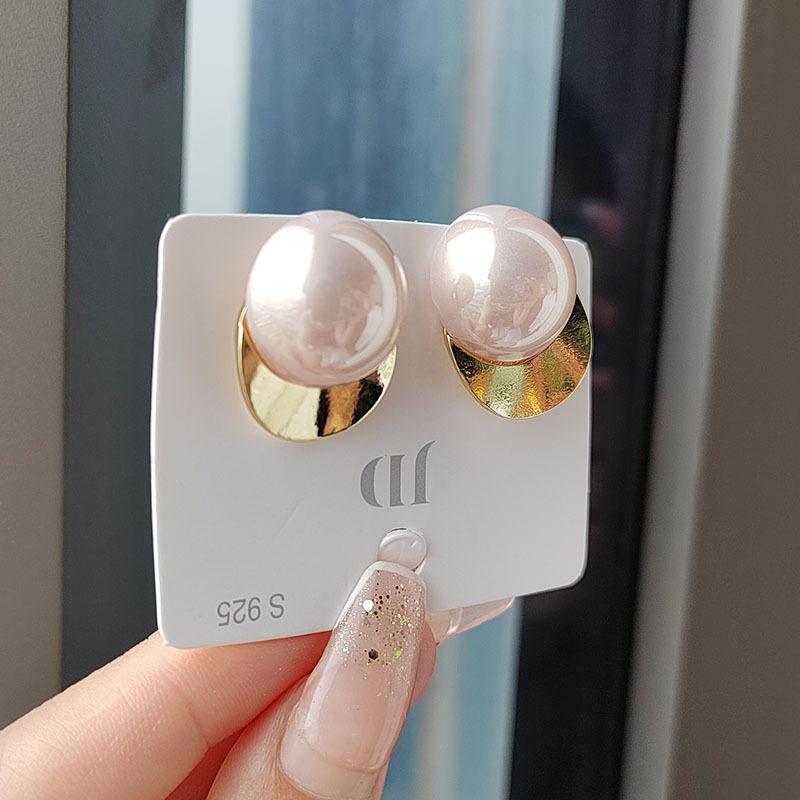 

925 Light Luxury Niche Simple Atmosphere Pearl Серьги женские Ins Tide Геометрические серьги-гвоздики