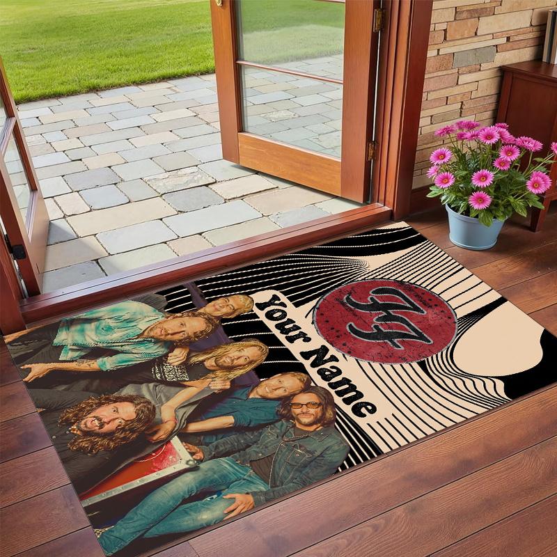 Kristall Samt Teppich Benutzerdefinierter Text, Weiche Rutschfeste Fußmatte HeimdekorationFoo Fighters