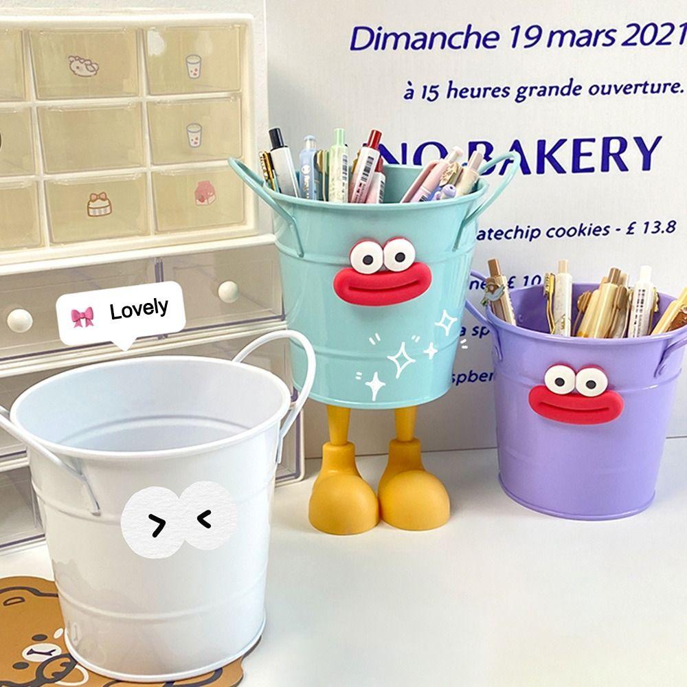 New Big Mouth Pencil Holder DIY Cartoon Pencil Case Round Large Capacity Pen Container Students Stationery