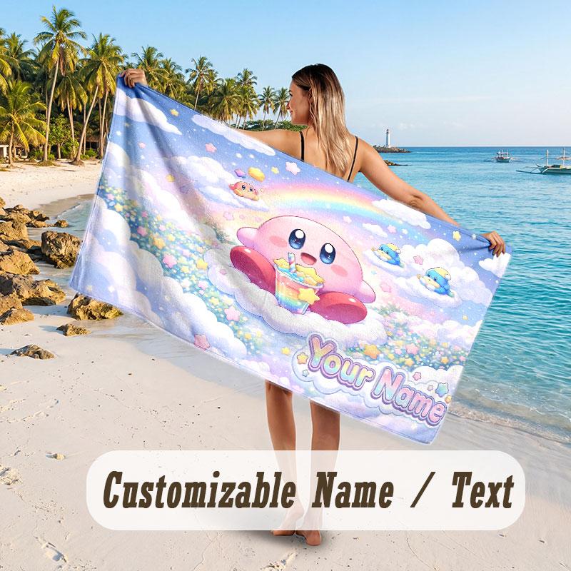 Personalized Beach Towel,Kirby Custom Printed Name Text, Super Absorbent Towel For Beach Vacation