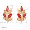 Kinel Red Fall Earrings For Women Maple Leaf Shape Zircon Jewelry Gift