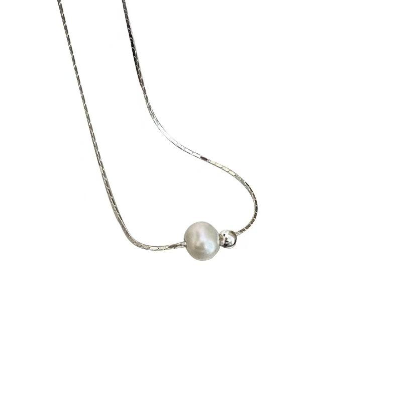 

Geometric round bead necklace light luxury ins simple imitation pearl snake bone chain temperament versatile