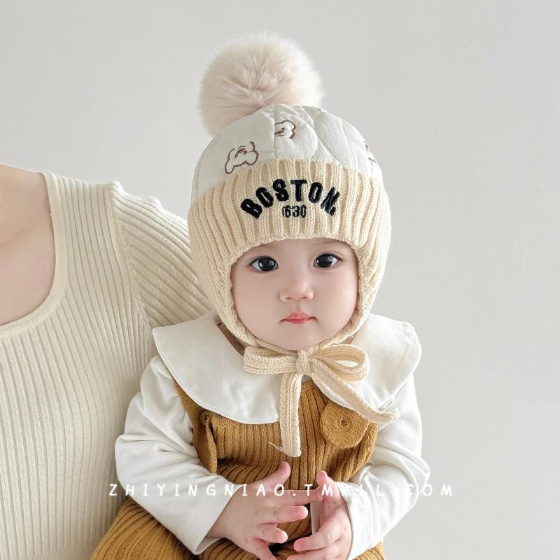 Autumn Winter Korean Style Warm Ear Protection Knit Hat for Infants & Toddlers