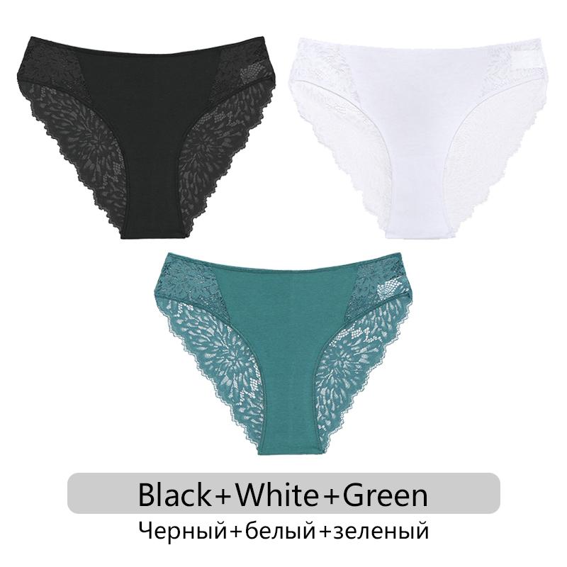 FINETOO 3ks/set Sexy krajkové kalhotky Dámské Květinové kalhotky S-XL Dámské spodky Spodní prádlo s nízkým pasem Krajkové spodní prádlo Dámské spodní prádlo 6 barev