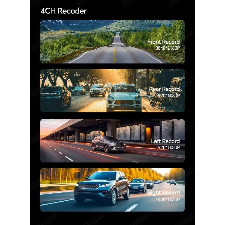 4K Dash Cam 4-Channel Record 1080P ADAS BSD Car DVR WIFI APP Rear View Mirror Auto Video Recorder Camera Ultra HD 24H Parking