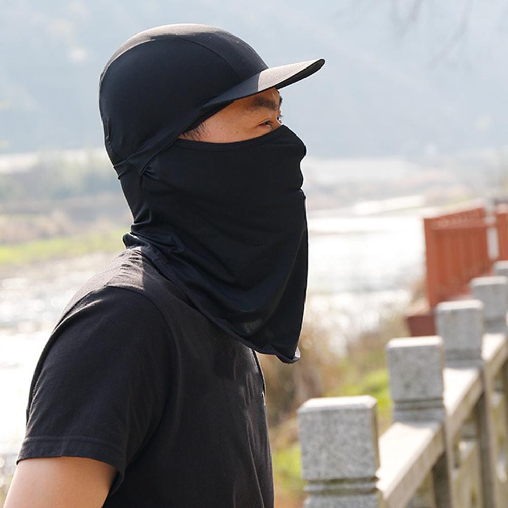 Summer Outdoor Sunscreen Cooling Face Shield With Hat Brim Water Absorption Breathable for Cycling Running Sportblack