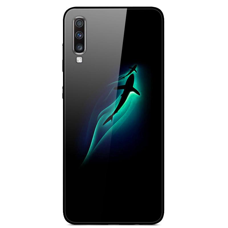 For Samsung A70 Case Cute Pattern Tempered Glass Back Hard Cover Case For Samsung Galaxy A70 Phone Cases Coque A70S A 70 Fundas