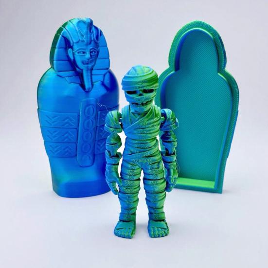 3D Printed Pharaoh Mummy Figurine Movable Joints Mummy Statue Articulated Sculpture Model Toy Home Office Desktop Decoration Ornament