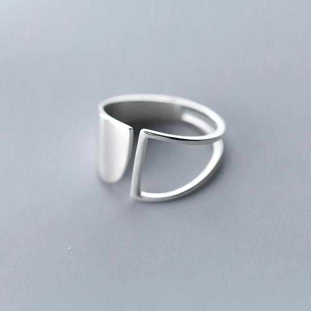 925 Sterling Rings for Women Fashion Geometric Handmade Irregular Strip Ring Party Christmas Gift