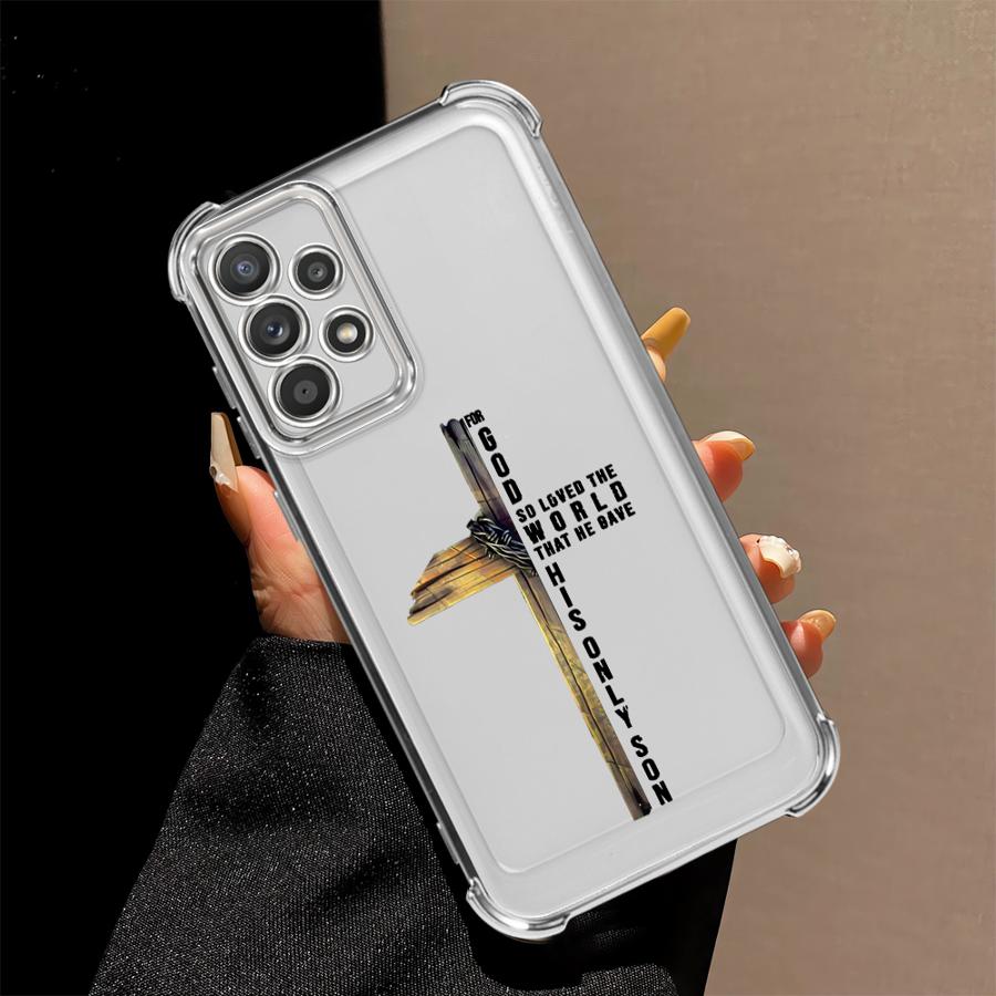 Simple Christian Cross Phone Cover Funda Case for Samsung Galaxy A33 A50 A23 A51 A16 A06 A14 A04 A54 A34 A12 A03 A15 A05 A24 A52