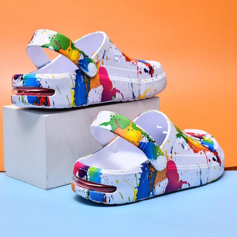 Fashion 2025 New Cave Shoes Women's Summer Wear Non-slip Beach Soft Sole Internet Celebrity Couple Printed Baotou Sandals