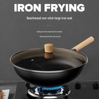 VELOSAN Beechwood Handle Deep Nitrided Iron Wok