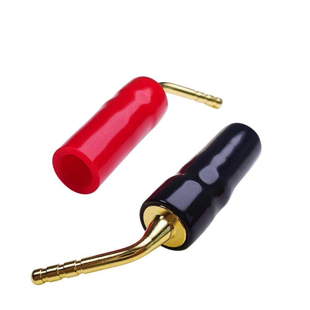 Cleqee 24K Gold Plated Set of 8 Terminals 2mm Banana Plug 8 Pieces Solderless Terminals 2mm Pin Type Audio Banana Plug Speaker Cable Terminal Blug