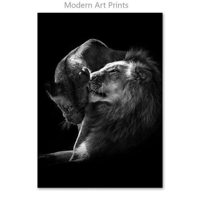 Black White Animal Canvas Painting Lion Posters and Print Home Decor Mural Wall Art Pictures for Living Room Bedroom Decoration