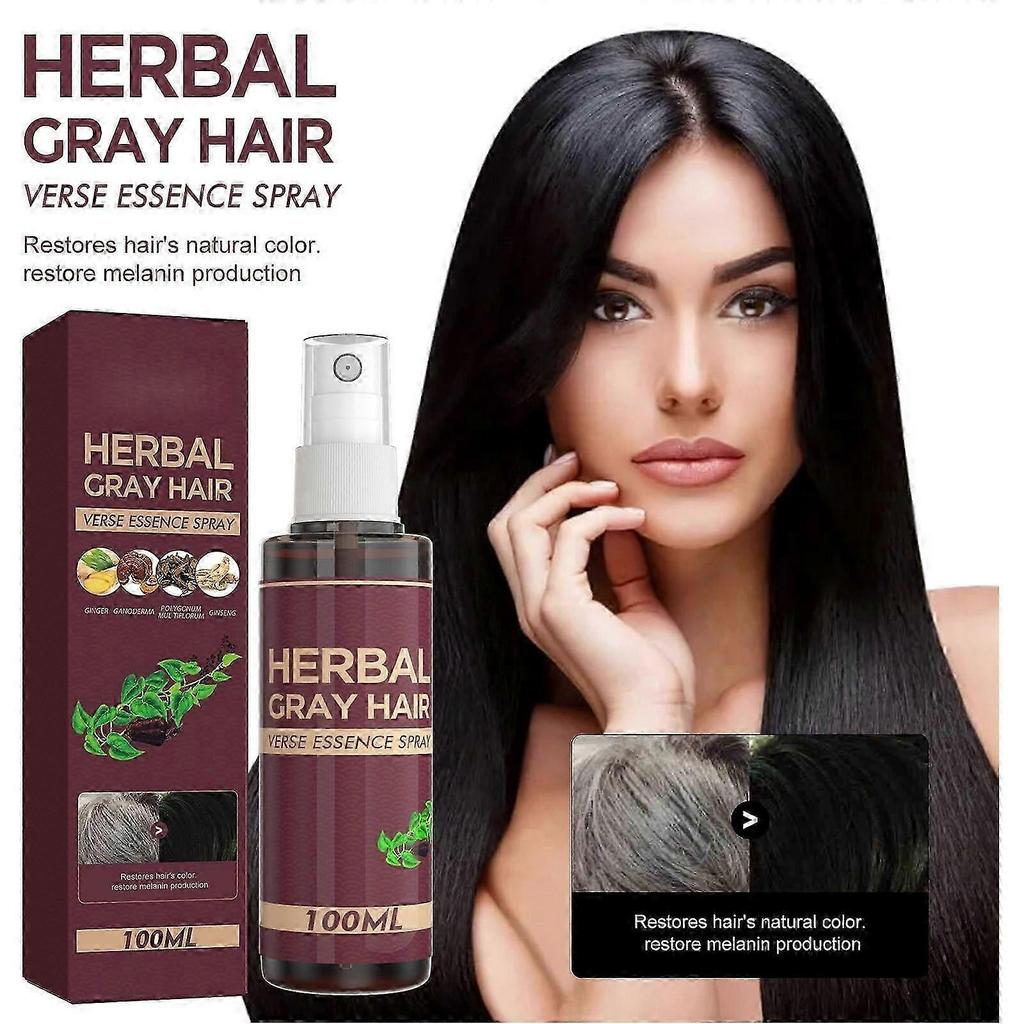 Herbal Gray Hair Restore Spray With Scalp Nourishment – Natural Color Restoration Essence 100ml