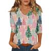 Women's Casual Fashionable Sexy Comfortable V-Neck Christmas Three-Quarter Sleeve Top